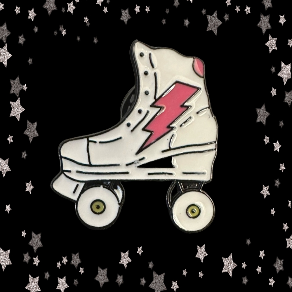 Vintage Pink and White Roller Skate Brooch